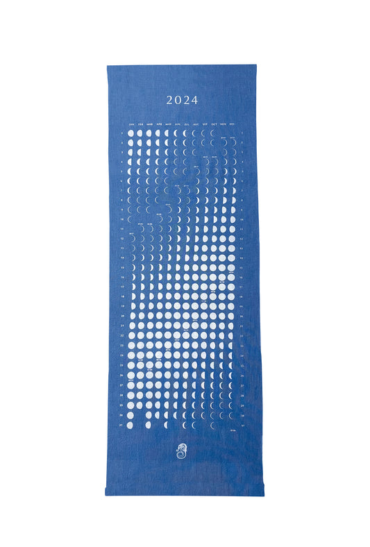 NEW!! 2024 Moon Calendar MARU 【差し替え】"丸(まる)"用　縫製済み手ぬぐい 空色(Pale Blue)